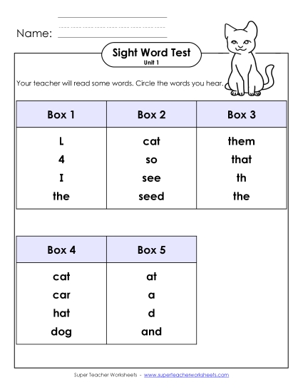 Whole Class Test (Unit 1)