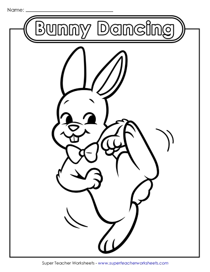 Coloring Page: Dancing Easter Bunny