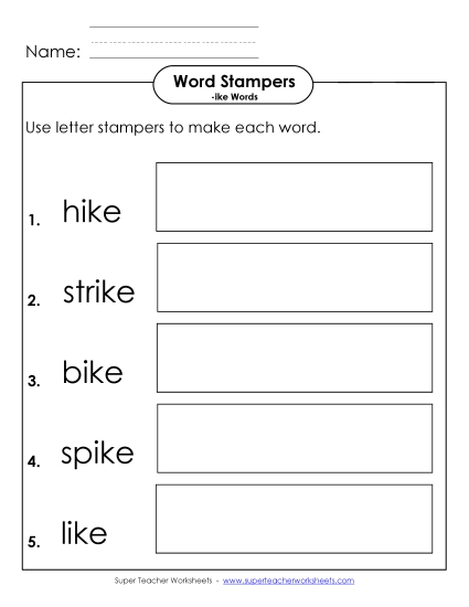 Letter Stampers Activity (-ike Words) 