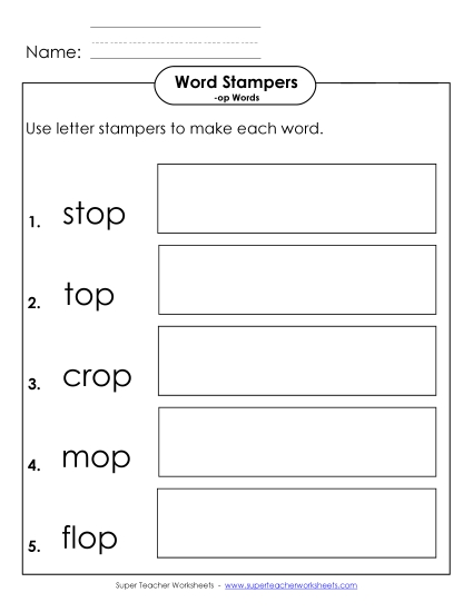 Letter Stampers Activity (-op Words) 