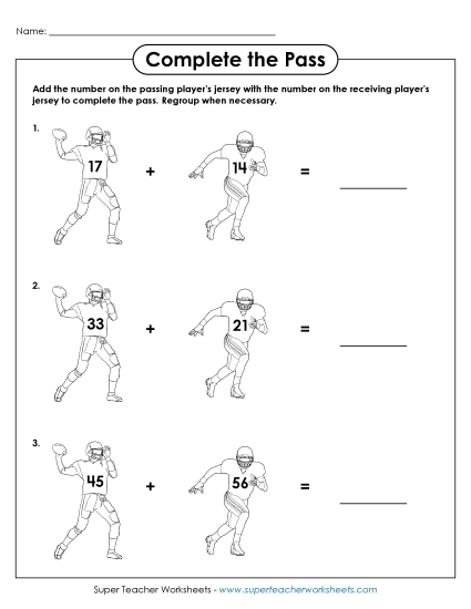 Complete the Pass<br>(2-Digit Addition)