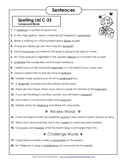 Spelling Test Sentences (C-25)