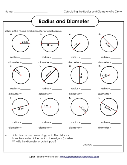 Calculate Radius & Diameter of Circles