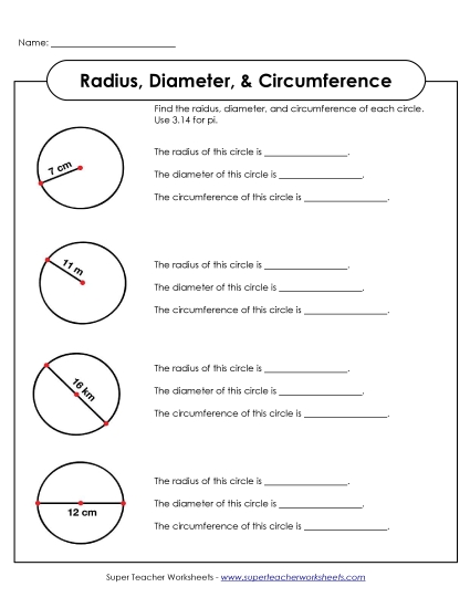 Radius, Diameter, and Circumference