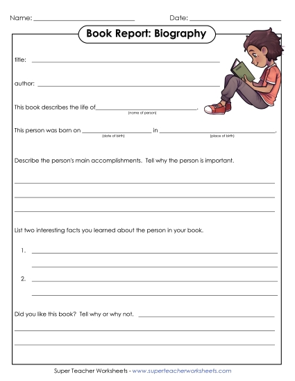 Book Report Form: Biography