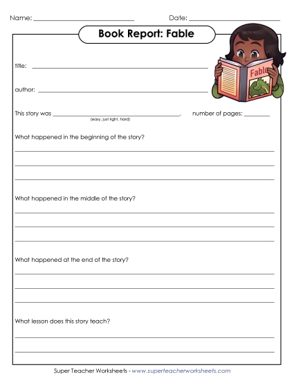 Book Report Form: Fable