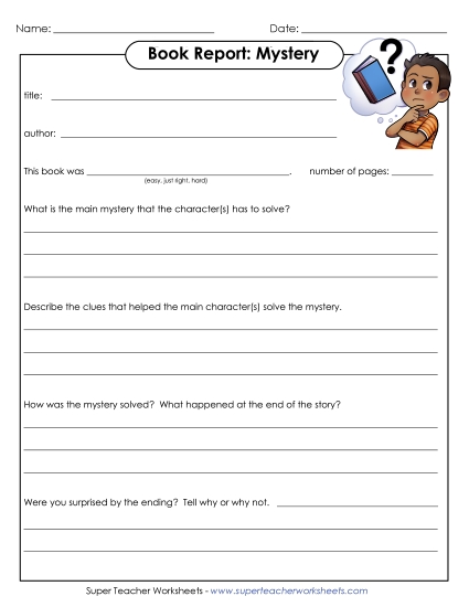 Book Report Form: Mystery