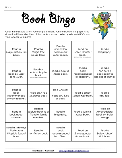 Book Bingo: 3rd Grade
