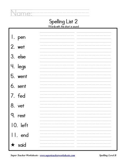 List 2: Word List
