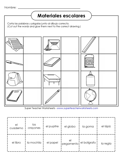 Cut-and-Glue: School Supplies