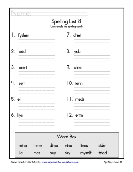 List 8: Word Scramble