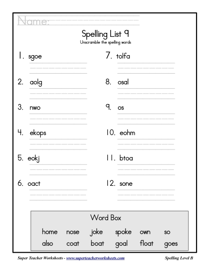 List 9: Word Scramble