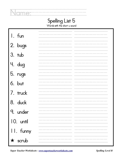 List 5: Word List