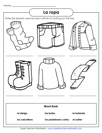 Write the Word: Clothing 2