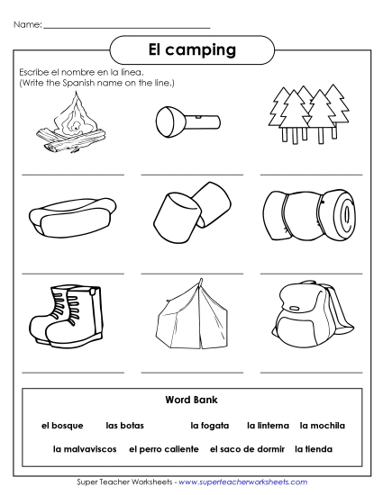 Write the Words: Camping