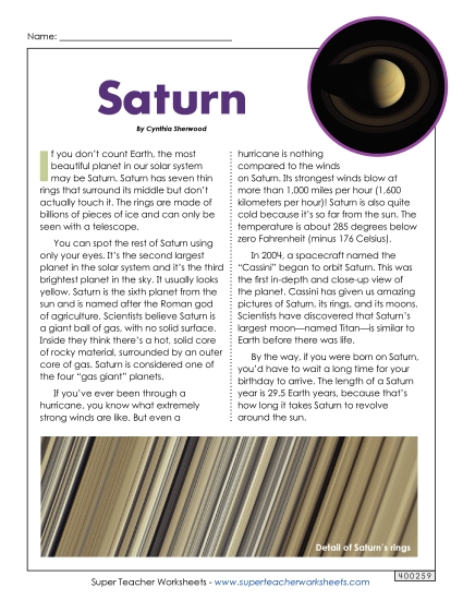Saturn Article & Questions