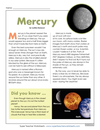Mercury Article & Questions