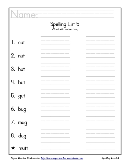 List 5: Word List