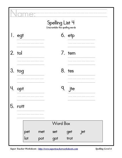 List 4: Word Scramble