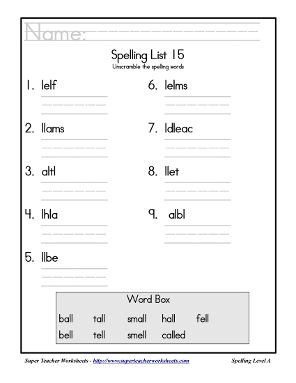 List 15: Word Scramble