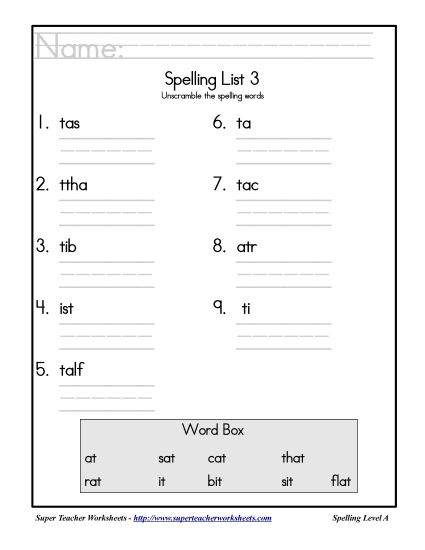 List 3: Word Scramble