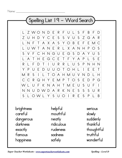 List 19: Word Find