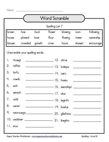 List 7: Word Scramble