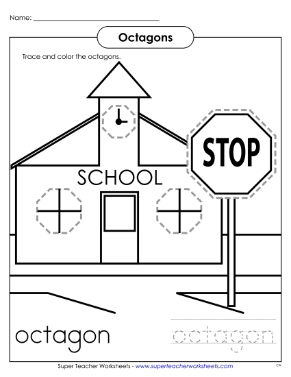Octagons - Schoolhouse Geometry Worksheet