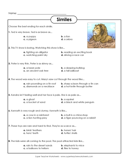 Multiple Choice Similes