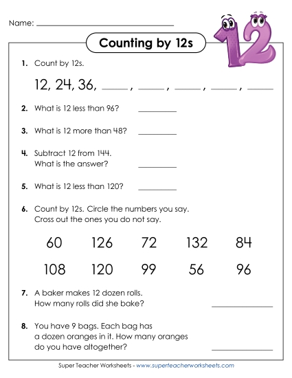 Count By 12s - Questions