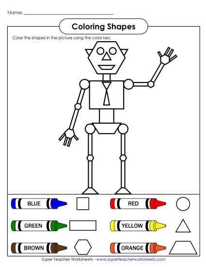 Shape Robot Color Geometry Worksheet