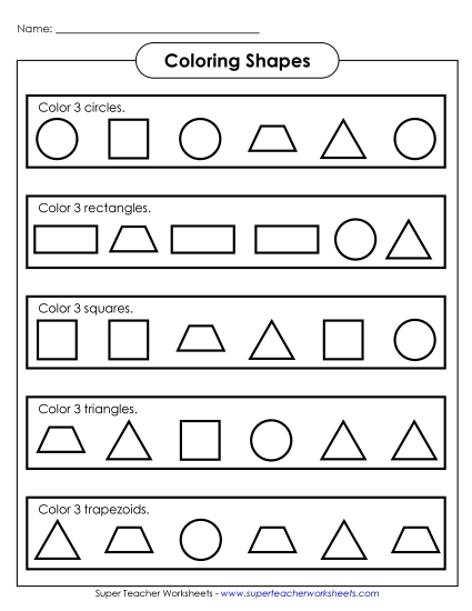 Shape Coloring Activity Geometry Worksheet