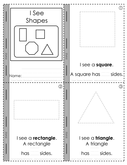 Basic Shapes Mini-Book Geometry Worksheet