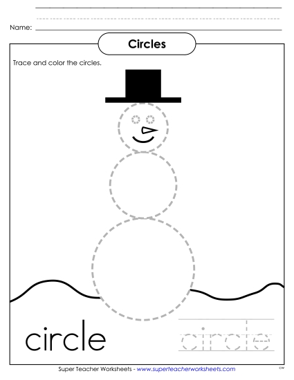 Circles - Snowman Geometry Worksheet