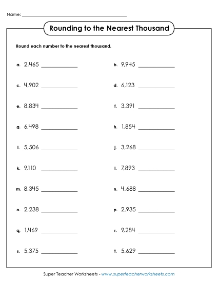 Rounding to Nearest Thousand (Drill)