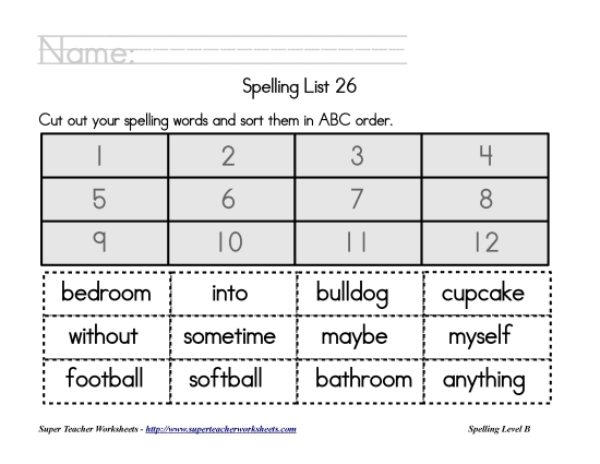 List 26:&nbsp; ABC Order