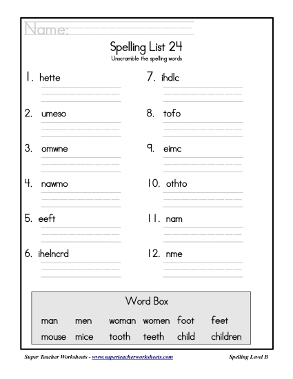 List 24: Word Scramble