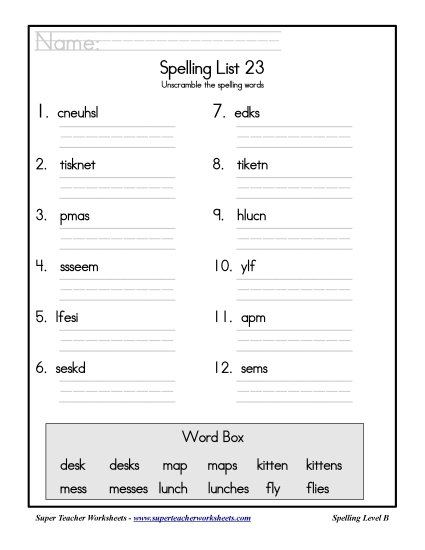 List 23: Word Scramble