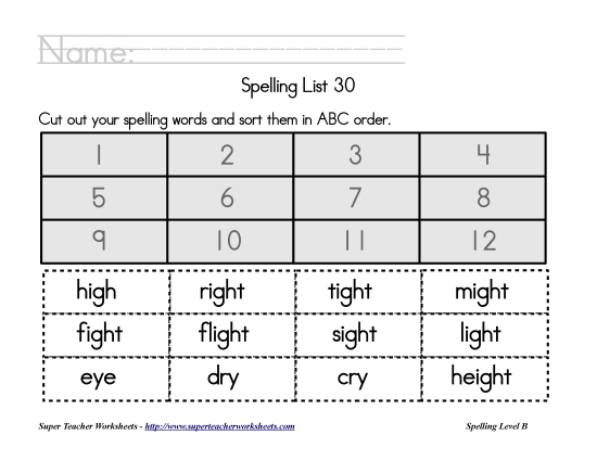 List 30:&nbsp; ABC Order
