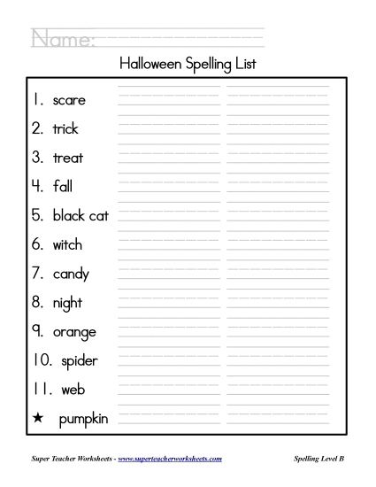 Holiday List - Halloween