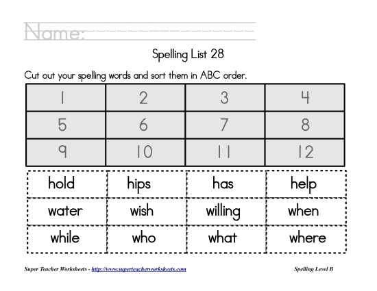 List 28:&nbsp; ABC Order