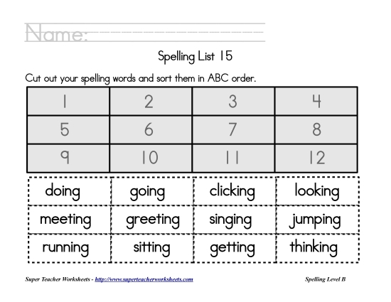 List 15:&nbsp; ABC Order