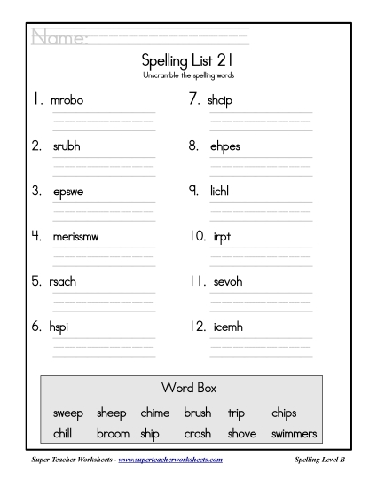 List 21: Word Scramble