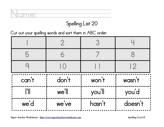 List 20:&nbsp; ABC Order