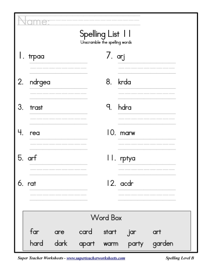 List 11: Word Scramble