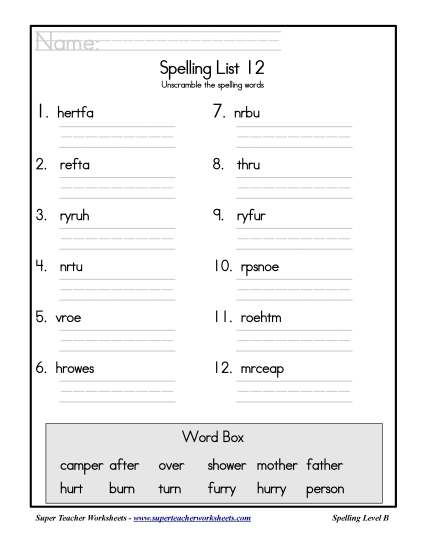 List 12: Word Scramble