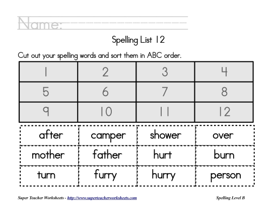 List 12:&nbsp; ABC Order