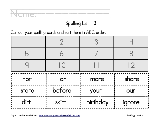 List 13:&nbsp; ABC Order