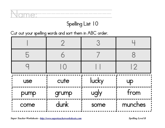 List 10:&nbsp; ABC Order