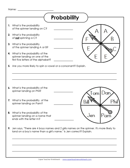 Probability Spinners<br>(Intermediate 1)